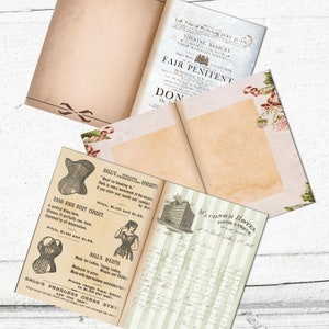 Junk Journal Blank decorative 30 double pages Pack / Neutral Vintage color papers / Instant download image 9
