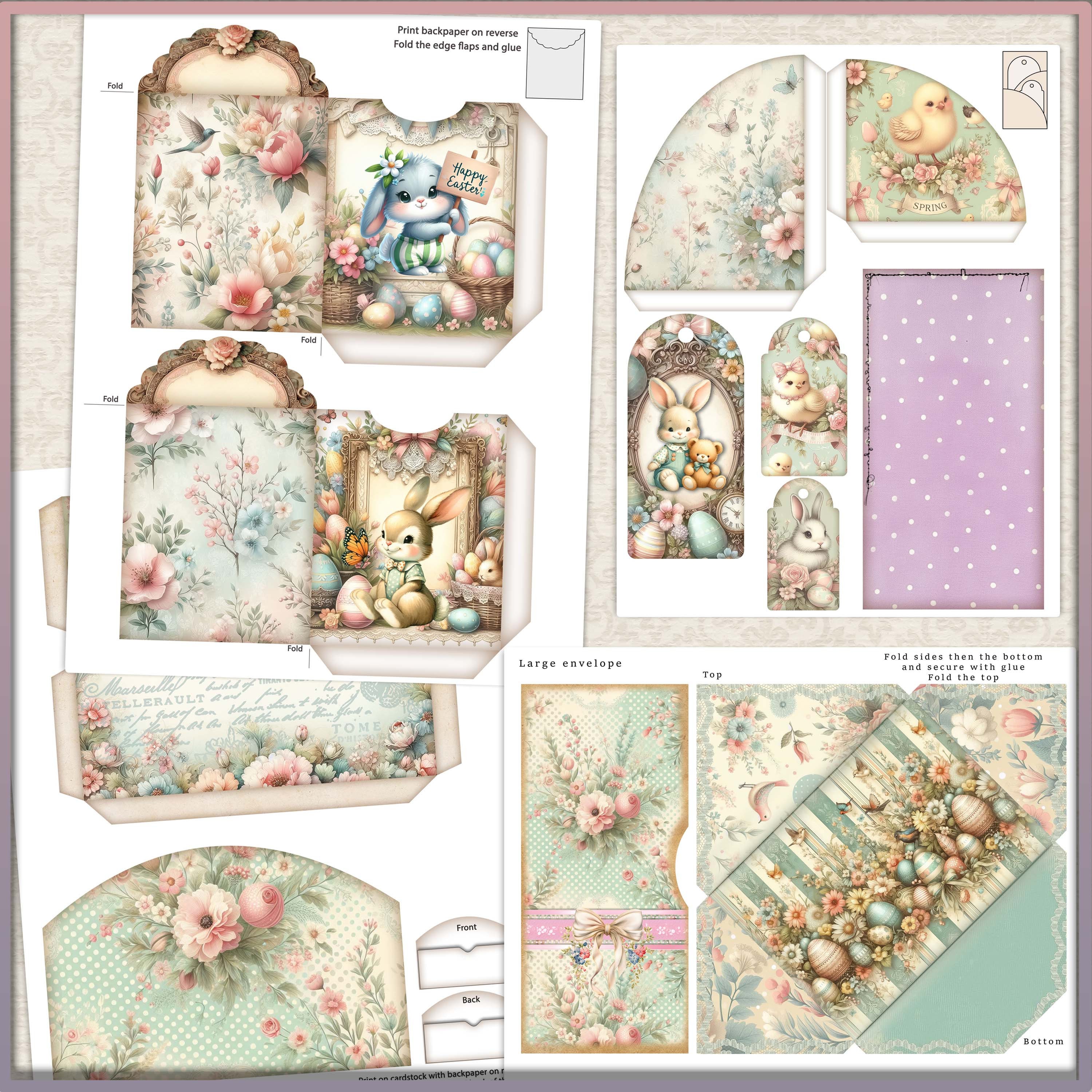 Shabby Chic Easter Bunny Junk Journal Kit: Vintage Ephemera (digital ...