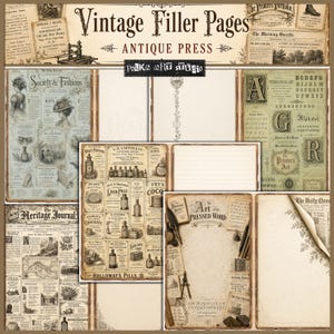 Vintage Filler Pages Collection | Printable Newspaper Junk Journal Pages | Vintage Typography | Victorian Newspaper Papers  Digital Download
