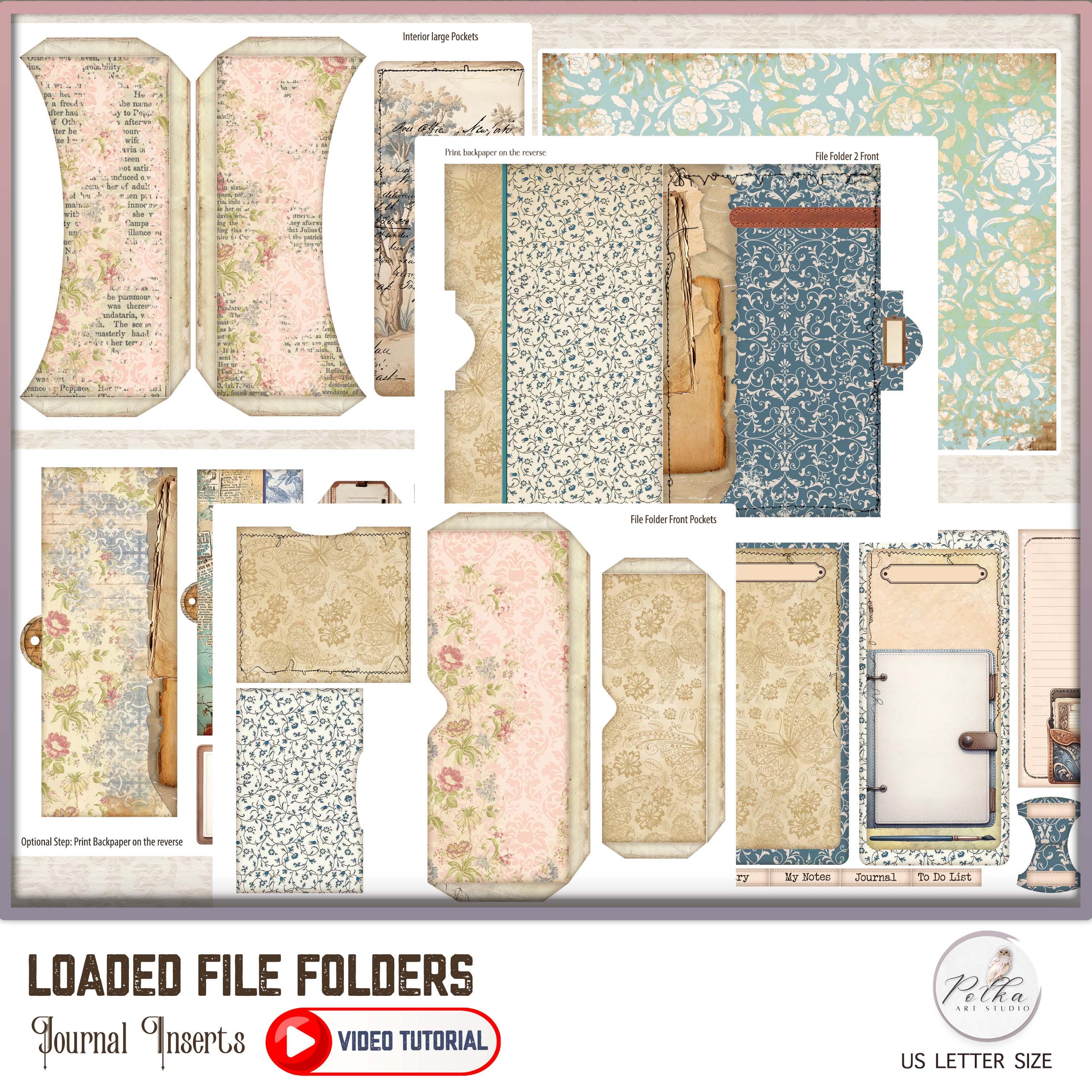 Paper Folder Insert Digital Junk Journal File Folder Inserts: Paper Craft Project (digital ...