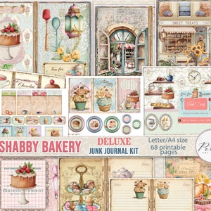 Mega Junk Journal Kit - Digital Journaling Kit, vintage shabby chic bakdagboek, cupcakes, taarten, versieringen, kortstondige, plakboekpapier
