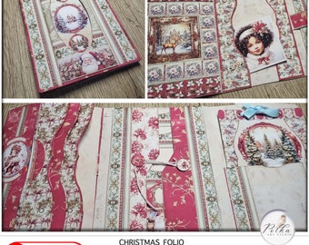 Junk Journal Folio Booklet, The Christmas vintage Winter Digital Download, Trifold, Christmas Printable Instant Download, Craft Kit Project