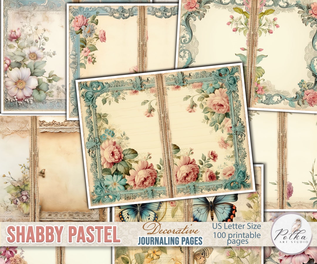 100 Junk Journal Decorative Floral Shabby Chic Pages