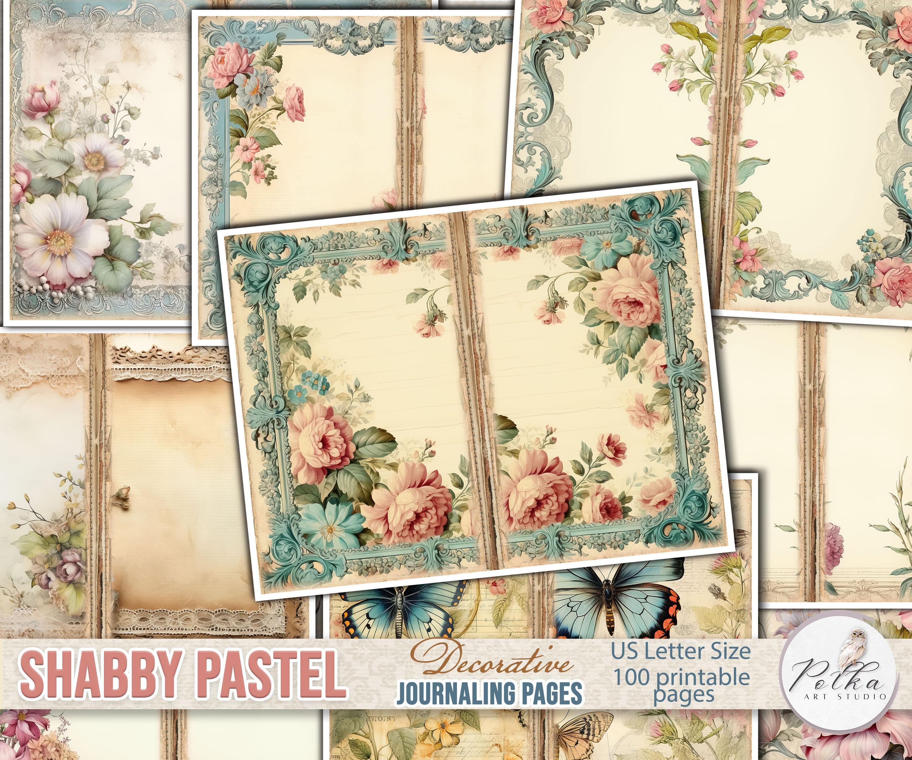 Shabby Chic Junk Journal Kit (printable JPG Pages With