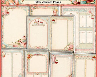 Cherry on Top Filler Pages Kit – Retro Summer Journaling Pages, Shabby Chic Writing Pages, Dessert Theme Journal Inserts Digital Download