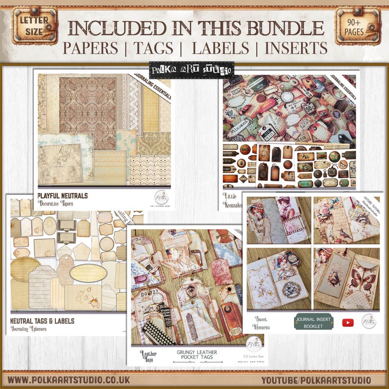Junk Journal Printable Kit: Vintage Ephemera, Tags, Papers (digital ...