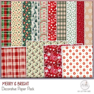 Weihnachten Junk Journal rot und grün Dekoratives Papier Pack, Vintage druckbare Papiere, digitaler Download, Scrapbooking Digi Kit