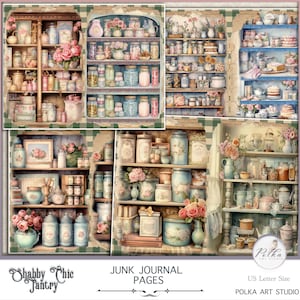 Kit diario digitale Junk, carta da giornale rustica shabby chic per dispensa da cucina, carte decorative vintage da scaricare digitalmente, kit stampabile