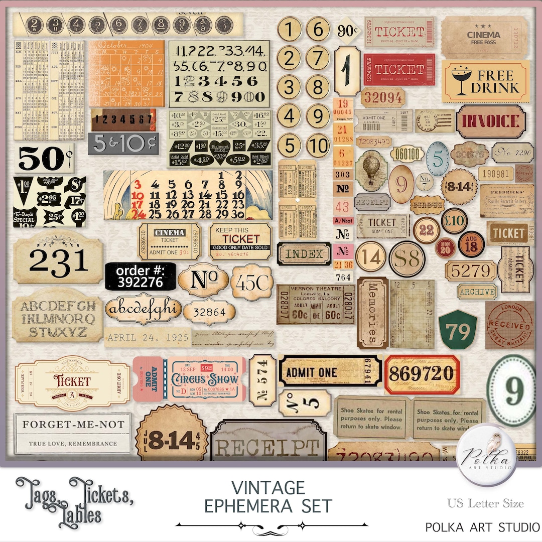 Vintage Ephemera Kit: Printable Junk Journal Tags (digital Download) - Etsy