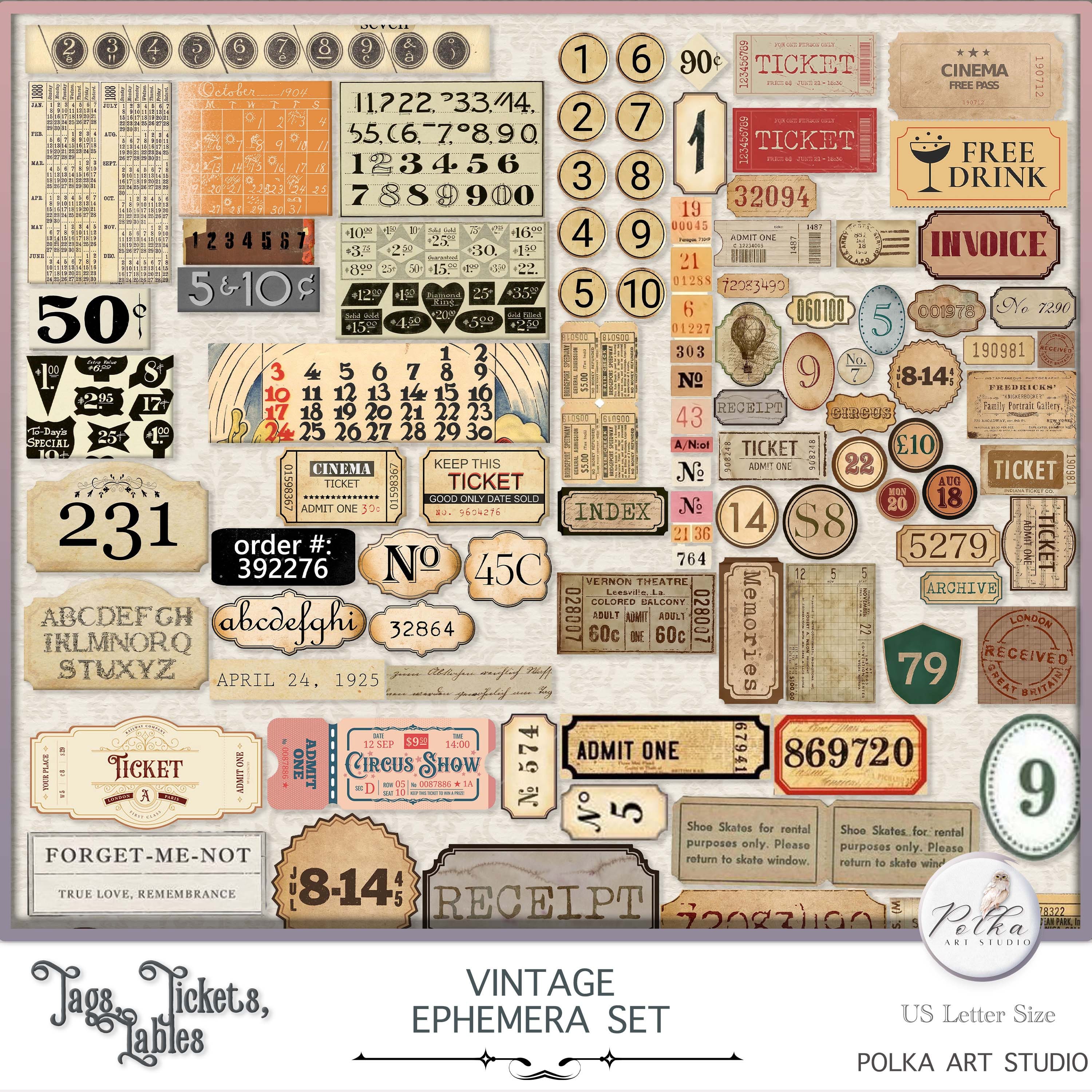 Vintage Ephemera Kit: Printable Junk Journal Tags (digital Download) - Etsy