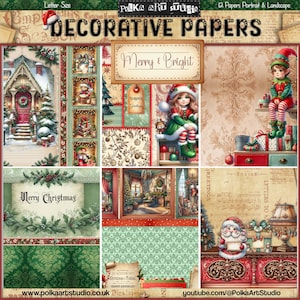 Digitale Weihnachten Dekorpapiere, Scrapbooking Collage digitales Papier, festliche Muster Drucke, Winter Dekorpapier, Instant Download