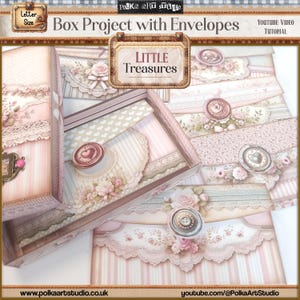 Diario digital basura en caja Shabby Chic con sobres para llevar un diario y correspondencia, kit de proyecto imprimible, San Valentín, correo y cartas