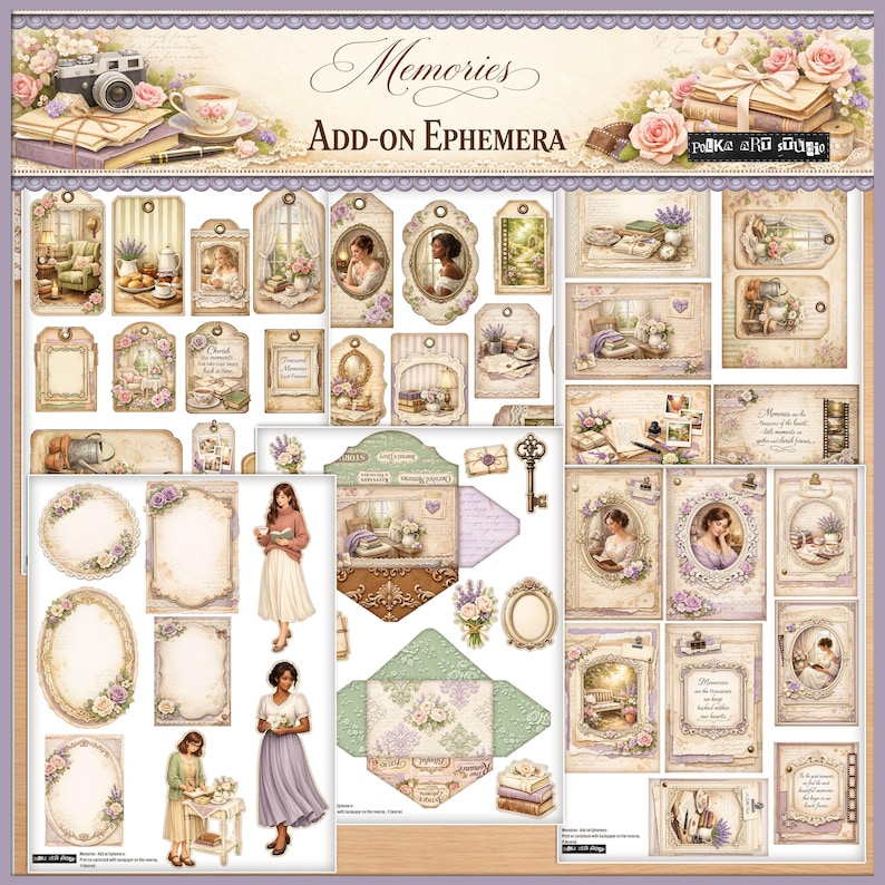 Memories Ephemera Pack, Shabby Chic Journal Ephemera, Tags Cards ...
