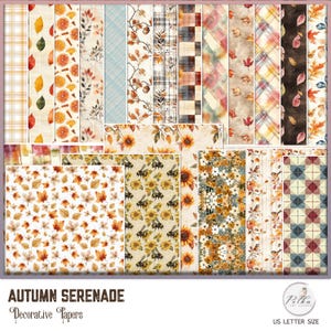 Diario digital con páginas decorativas de otoño, cuadros vintage, estampado floral, paquete de papel, descarga instantánea, imprimible para scrapbooking.