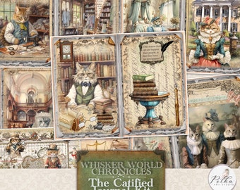 Victorian Cats Junk Journal Kit: Vintage Animal Ephemera (Digital Download)