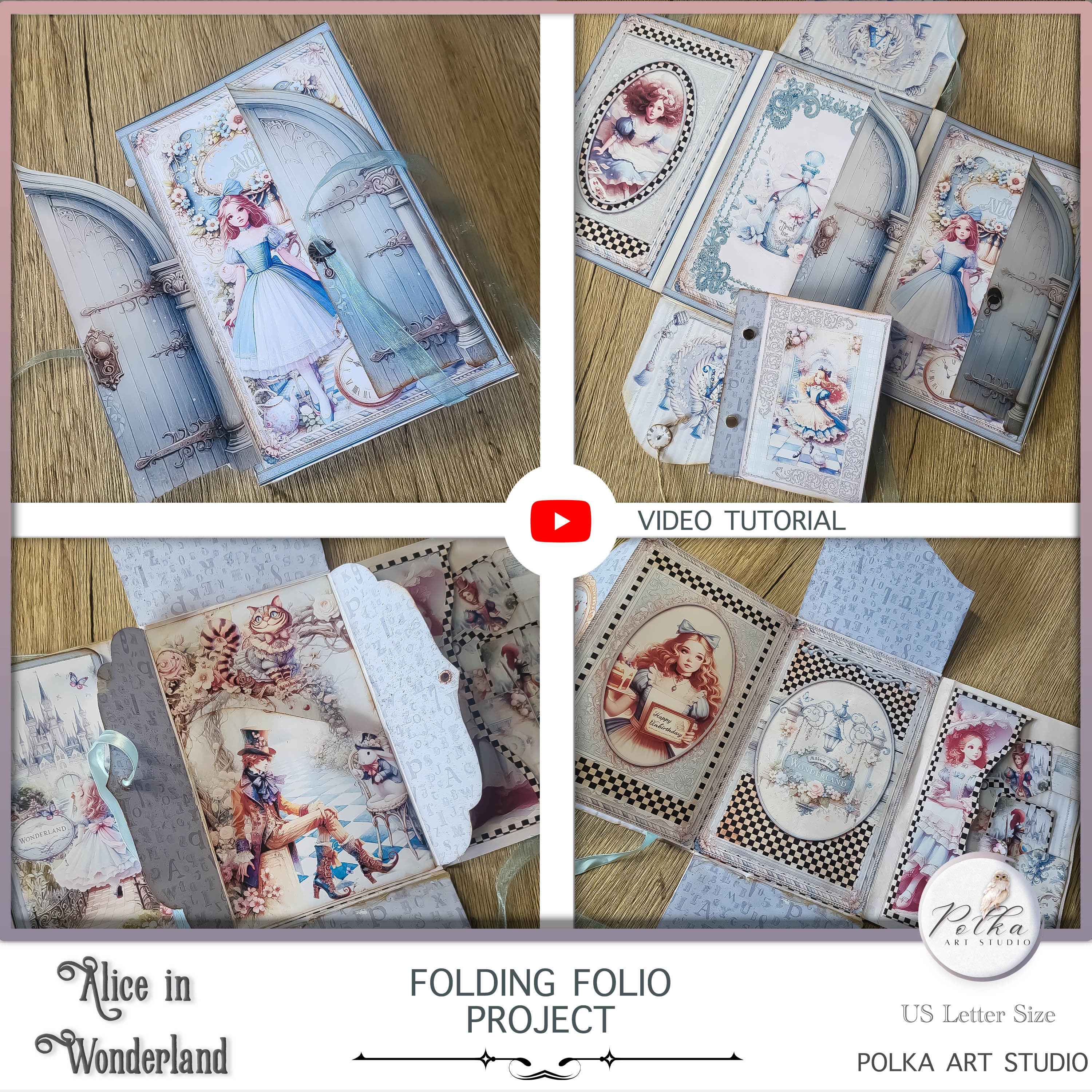 Alice in Wonderland Junk Journal: Folding Folio Booklet (digital ...