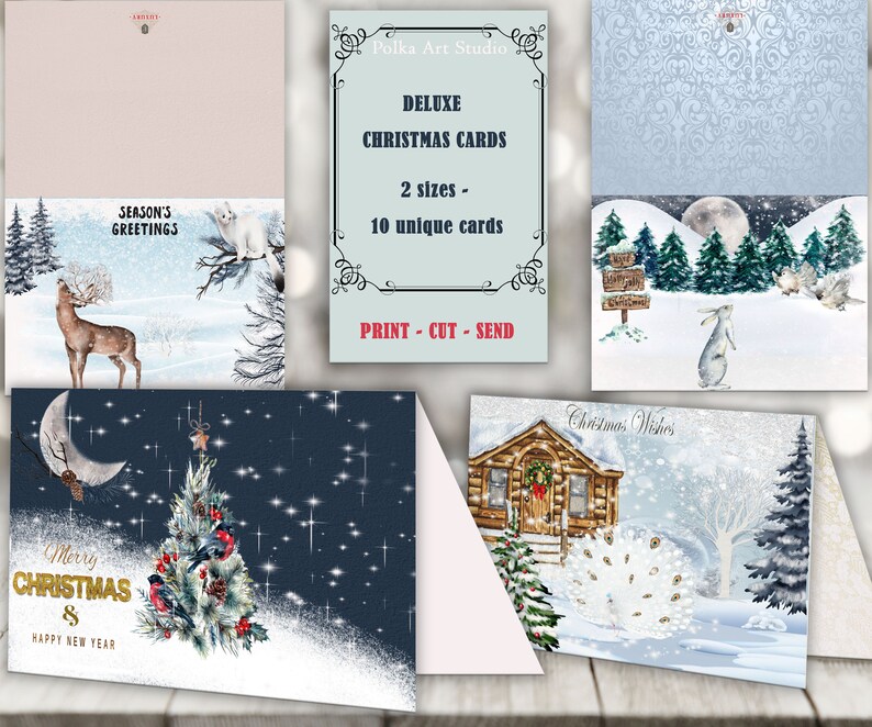 Printable Deluxe Christmas Cards Pack Mix and Match 10 Etsy