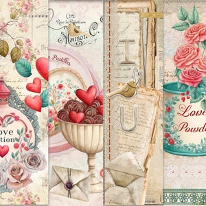 Digital Scrapbook Paper, Vintage Shabby Chic Scrapbooking Paper, Love