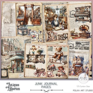 Digital Junk Journal Kit, antiek, rommelmarkt journaling papers, vintage digitale download decoratief papier, shabby chic kit, afdrukbaar