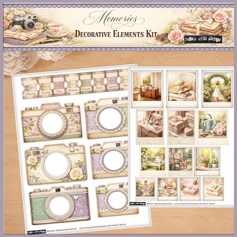 Memories Decorative Elements Kit, Shabby Chic Junk Journal ...