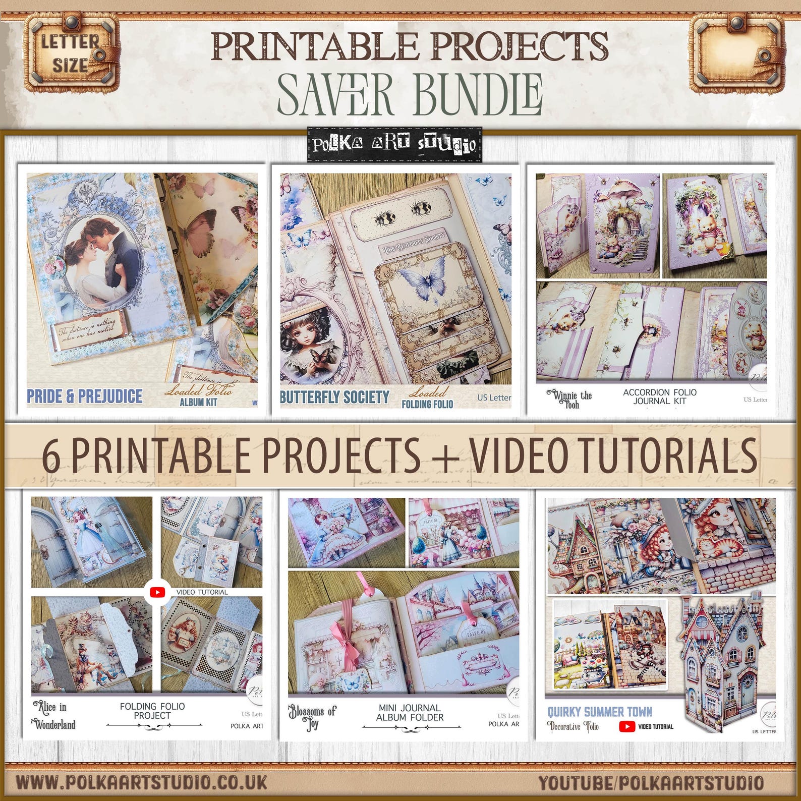 Printable Junk Journal Bundle: 6 DIY Folio Kits With Video Tutorials ...