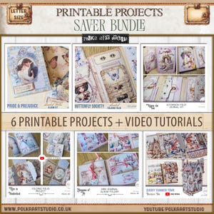 Printable Projects Bundle Vol.2 – 6 Junk Journal DIY Folios, Booklets with Video Tutorials  Mini Albums, Folios & Storybook-Inspired Crafts