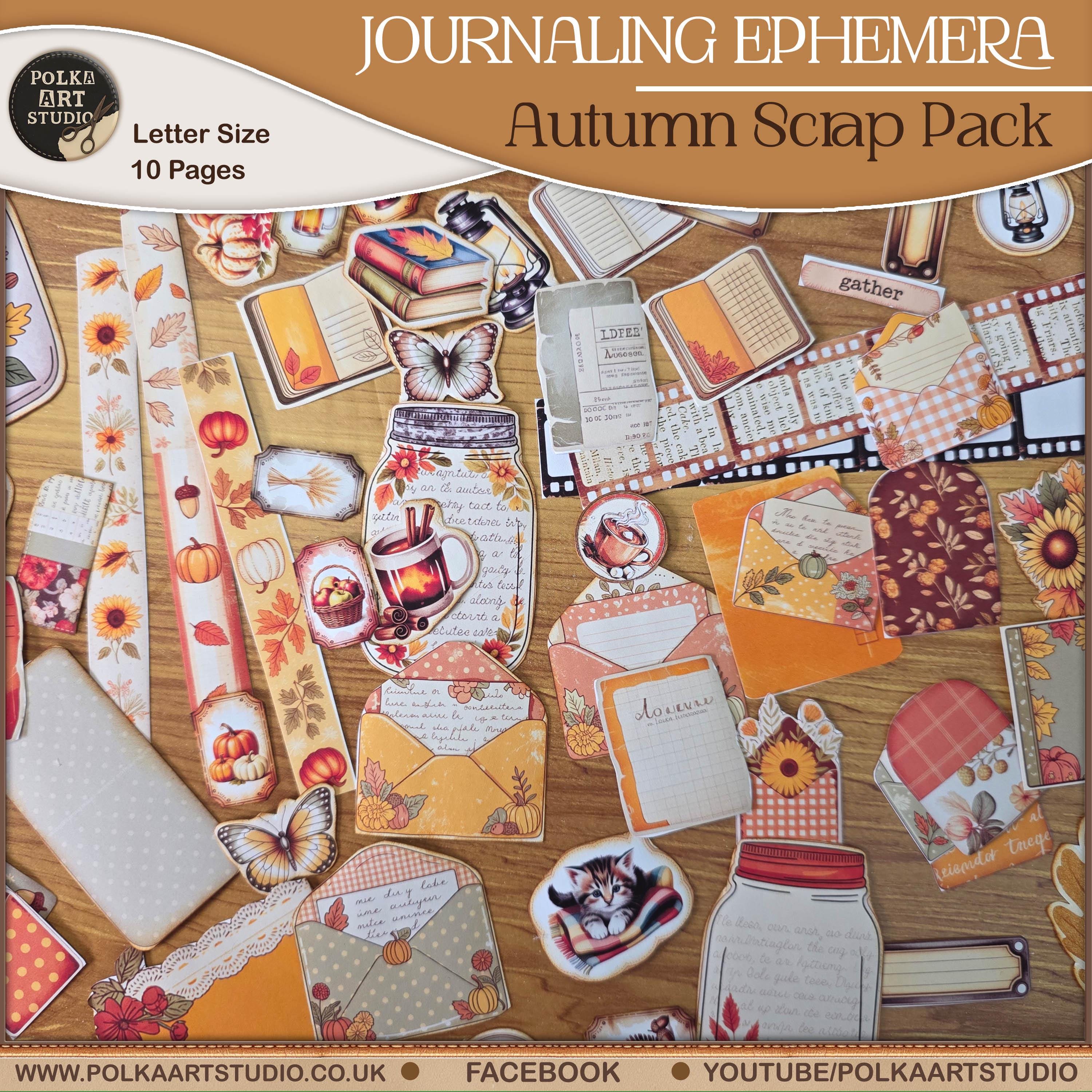 Fall Junk Journal Ephemera: Vintage Autumn Scrap Pack (printable ...