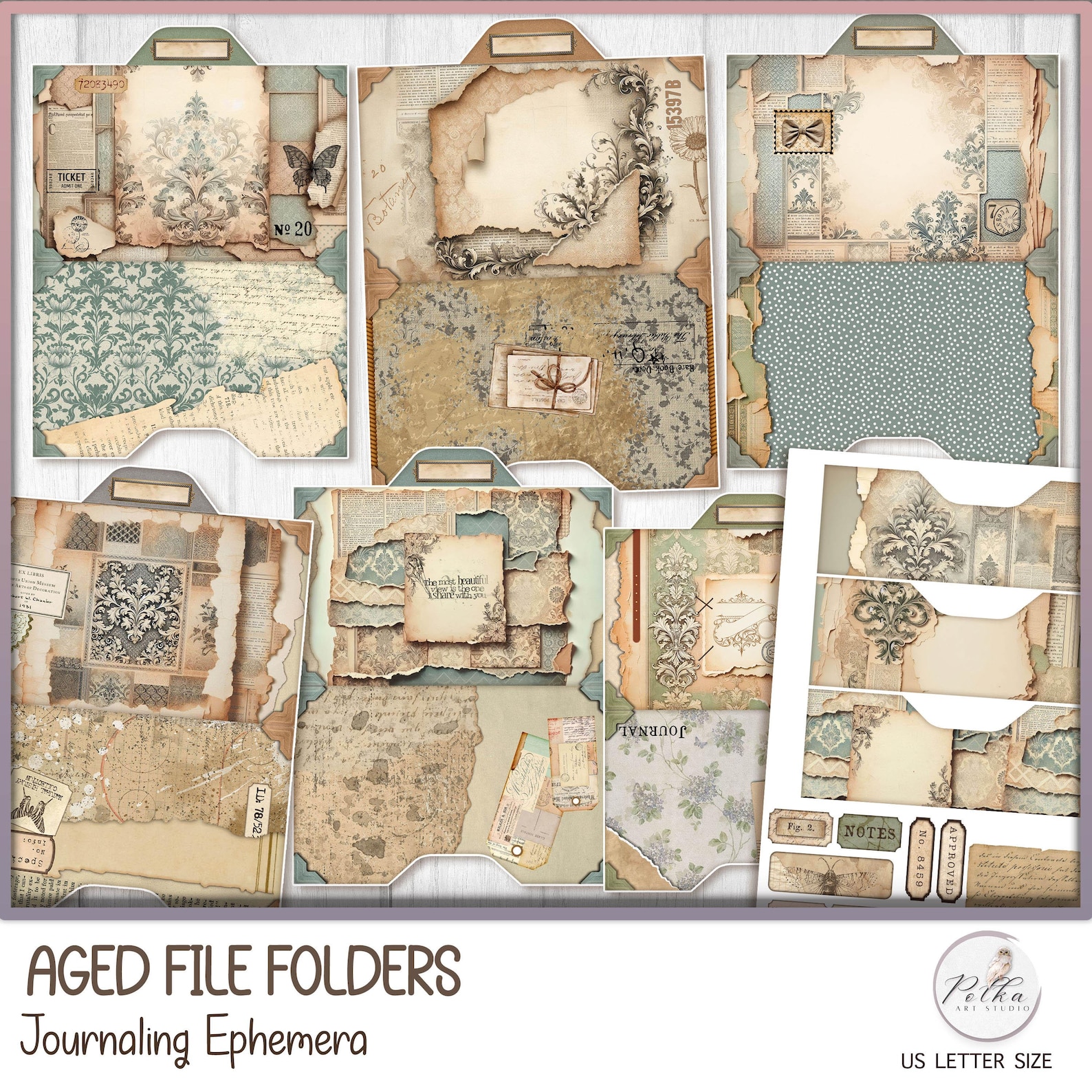 Aged Paper File Folders: Junk Journal Ephemera (digital Download) - Etsy