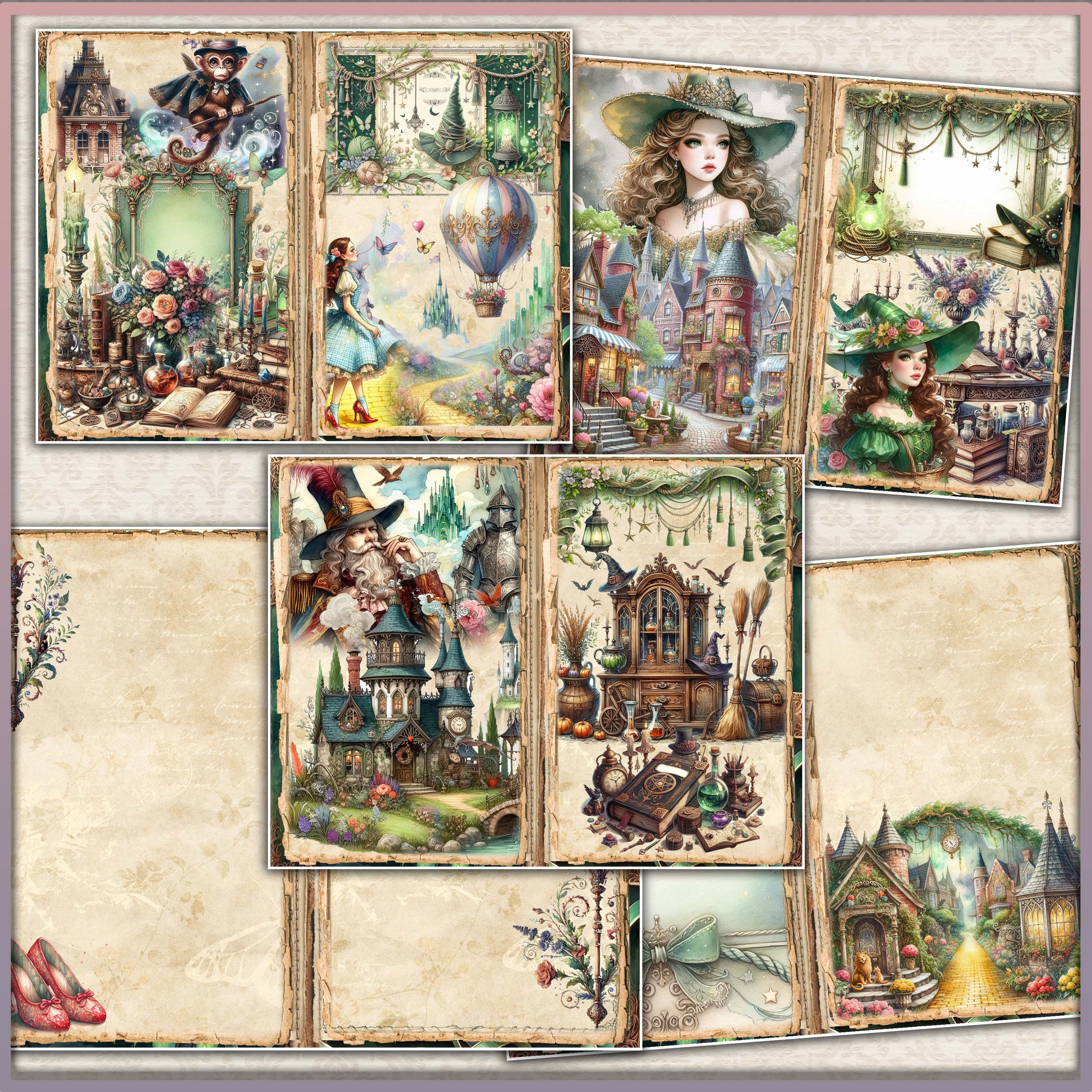Wizard of Oz Junk Journal Kit: Vintage Printable Collage Papers ...