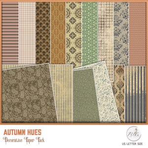 Paquete de papel decorativo para diario basura, papeles imprimibles de otoño, descarga digital, kit digital de papel para álbumes de recortes, páginas de retrato