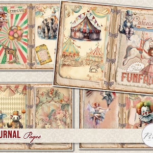 Circus Junk Journal, Digital Download Printable Journal, Ephemera, Vintage Circus Embellishments ...