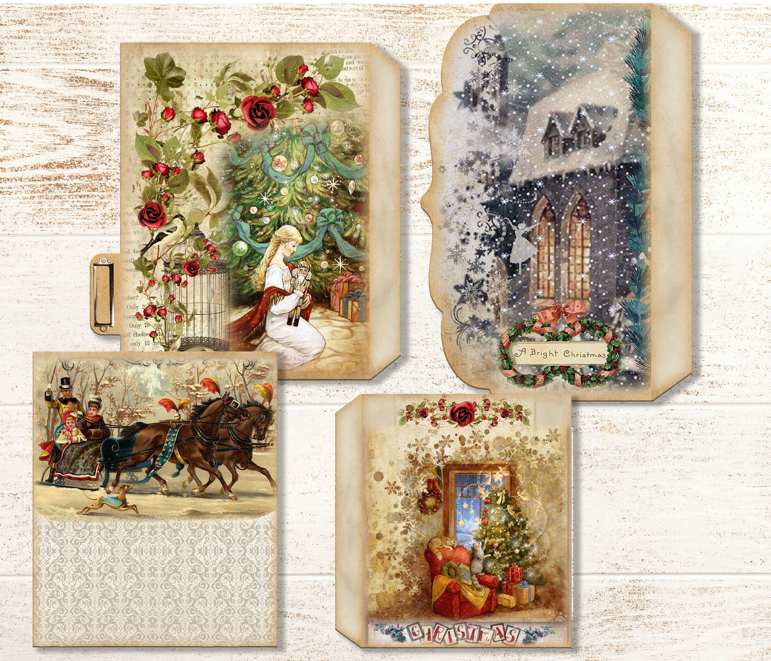 Vintage Christmas Loaded Folio, Junk Journal Papercraft Kit, Ephemera ...