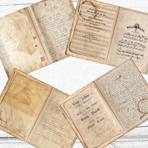 Junk Journal Blank decorative 30 double pages Pack / Neutral Vintage color papers / Instant download image 2