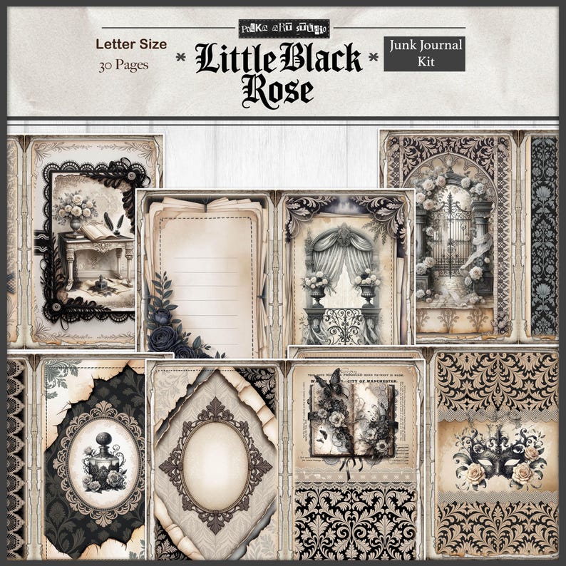 Gothic Junk Journal Kit | Little Black Rose Printable Pages | Victorian ...