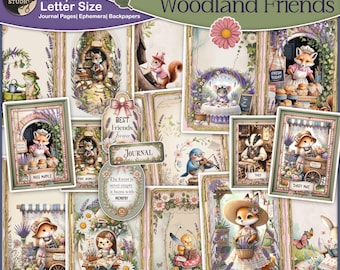 Woodland Animals Junk Journal Kit: Cottagecore Ephemera (Printable Paper Download)