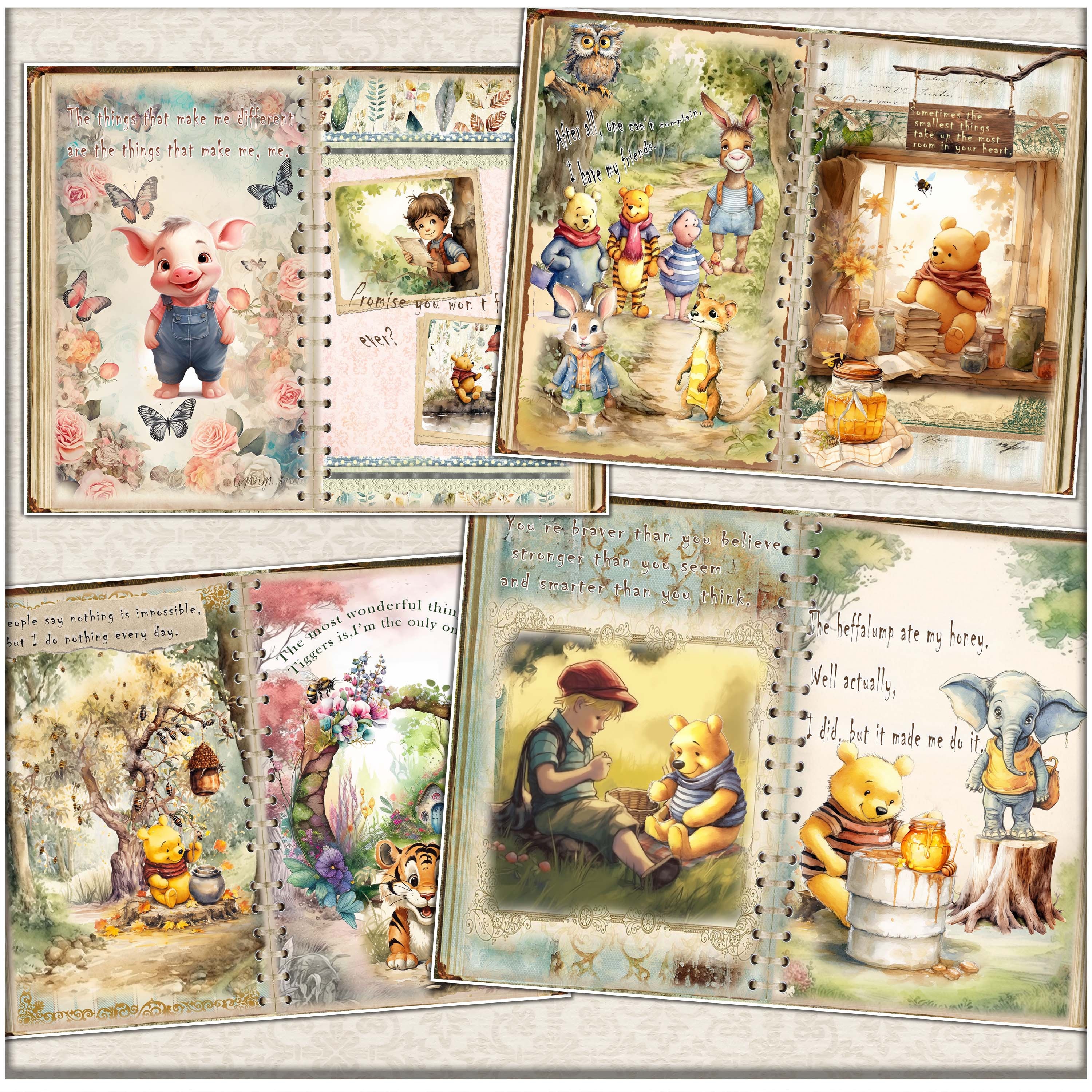 Winnie the Pooh Junk Journal Kit: Vintage Printable Pages (digital ...