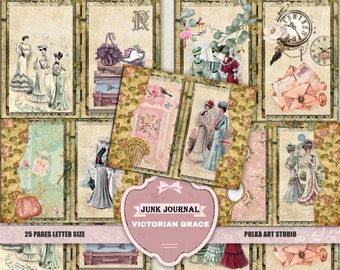 Junk Journal Kit Instant Download Journal Printable Victorian Papers| Vintage Fashion Decorative pages| Ephemera Kit| Diy Craft Kit