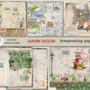 Printable Scrapbooking Kit, Gartenfee, Vintage Scrapbook Kit, digitales Papier, Scrapbook, Feen, Garten
