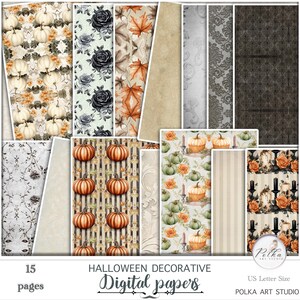 Vintage Halloween Decorative Scrapbook Pages Digital Kit, Junk Journal Printable Collage Sheet, Autumn, Fall Festive Instant Download