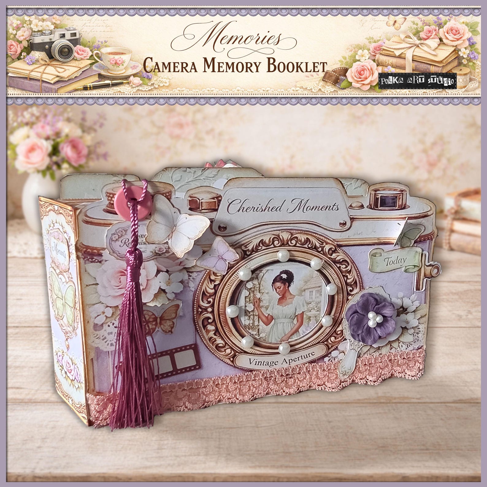 Camera Memory Booklet – Shabby Chic Mini Memories Album for Photos ...
