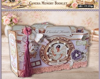 Camera Memory Booklet – Shabby Chic Mini Memories Album for Photos & Keepsakes (Junk Journal Digital Kit) Collection