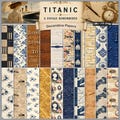 Titanic Voyage Decorative Papers Printable Kit, Vintage Nautical Seamless Patterns Digital Download