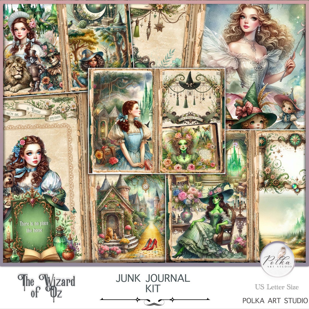 Wizard of Oz Junk Journal Kit: Vintage Printable Collage Papers ...