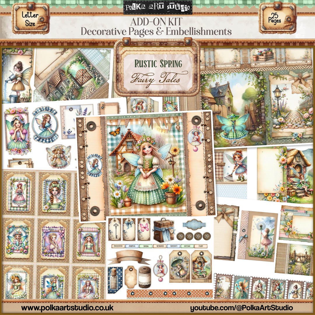 Vintage Rustic Fairy Junk Journal Kit: Spring Embellishments (digital ...
