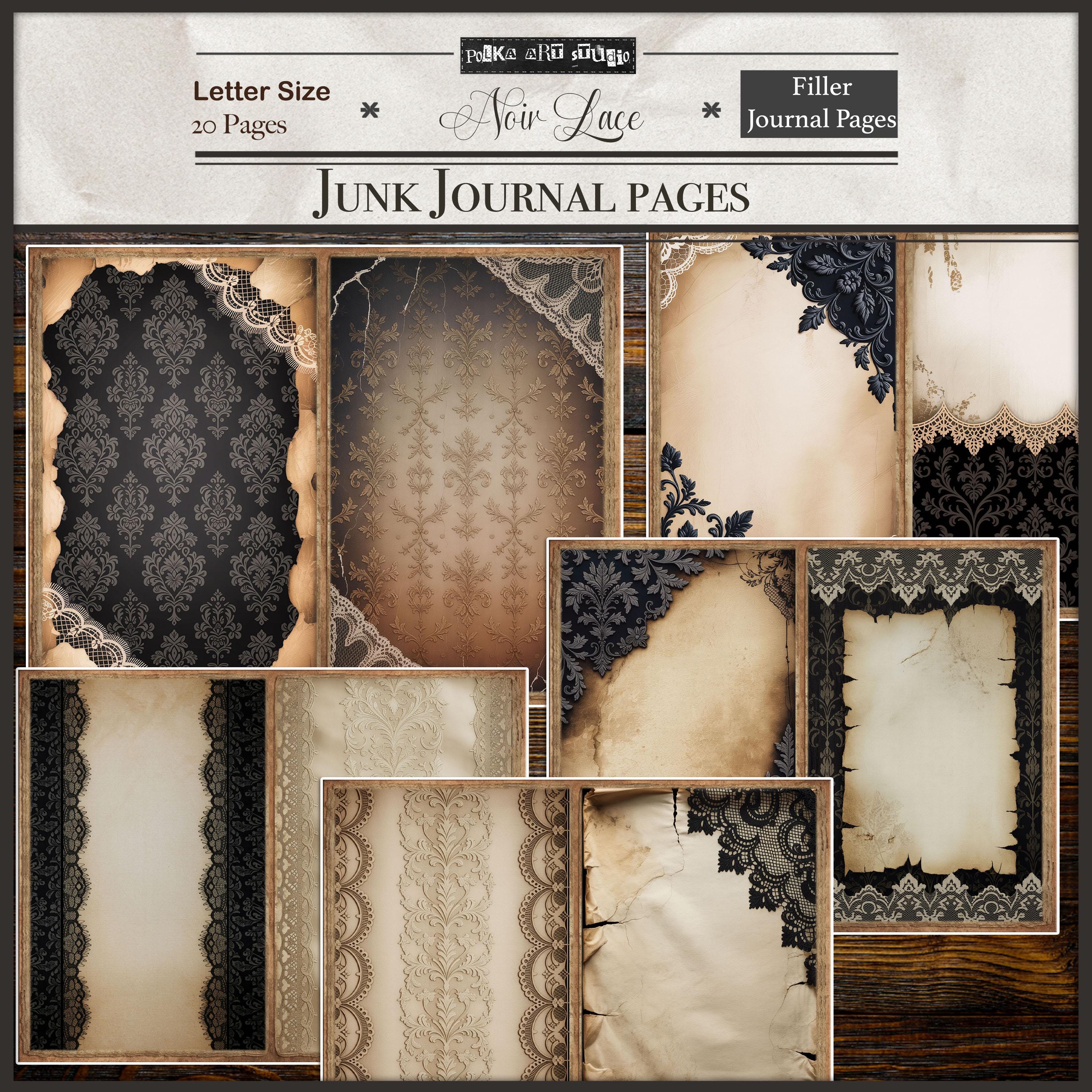 Lace Junk Journal Pages | Gothic Vintage Printable Paper Kit | Elegant ...