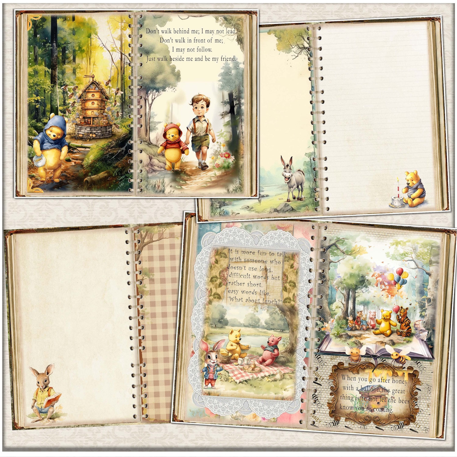 Winnie the Pooh Junk Journal Kit: Vintage Printable Pages (digital ...