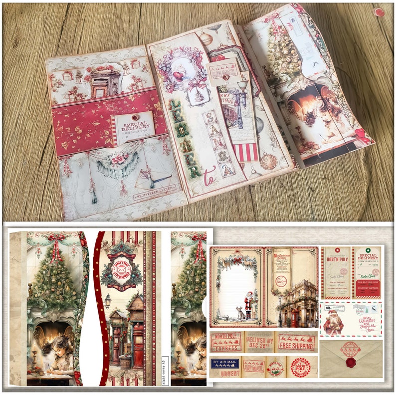 Junk Journal Christmas Folding Folio: Letters to Santa Ephemera ...