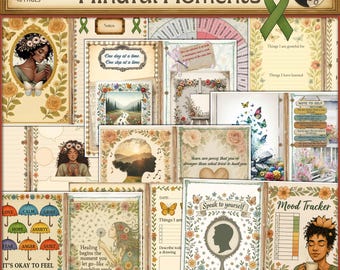 Mental Gesundheit Junk Journal Kit: Achtsamkeit Scrapbook Seiten (Digitaler Download)