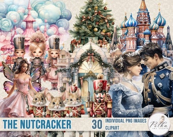 Digital Clipart Illustration Set,The Nutcracker Christmas Clipart, Printable Victorian Watercolor, Stickers, Junk Journal Vintage,Fussy Cuts