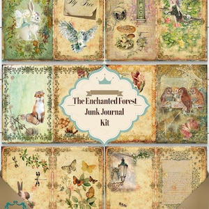 Junkjournaalkit "The Enchanted Forest" - 21 afdrukbare dagboekpagina's - Tijdelijke plakboek directe download